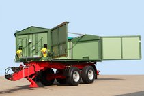 Opened portal wall with door-stay system, front and rear